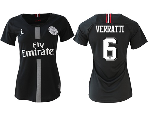 Women's Jordan Paris Saint-Germain #6 Verratti Home Soccer Club Jersey